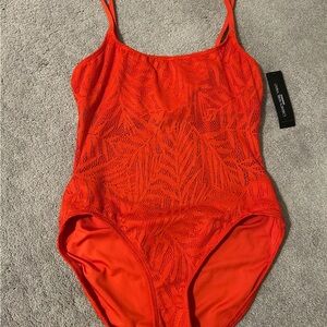 NWT Carmen Marc Valvo One Piece Swimsuit Papaya Size 10